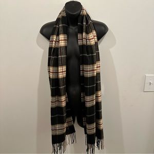 NWOT V.Fraas Cashmink Plaid Fringe Scarf